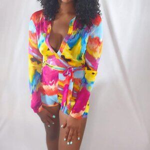 NWOT Itzy Onesie Multicolor Sheer Poolside Cover-Up